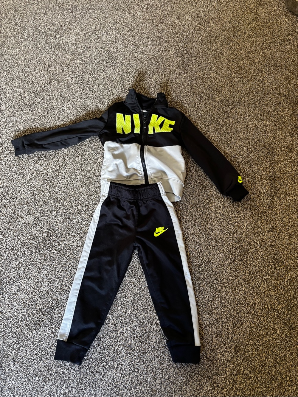 Nike Black, Gray & Neon Yellow Kids Tracksuit